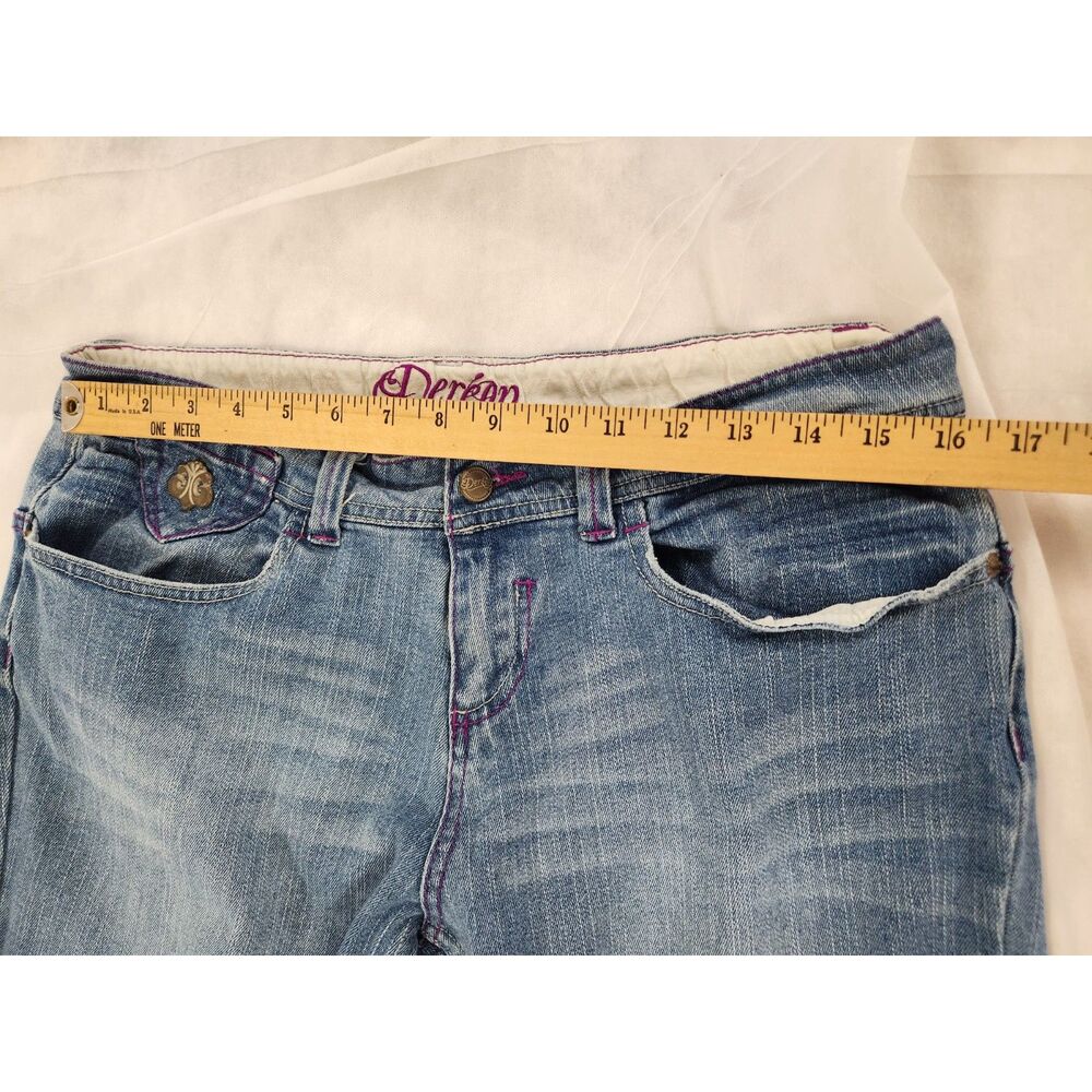 Dereon Beyonce Bootcut Y2K Jeans size 13/14 Light Wash Embroidered Logo Womens - Picture 8 of 11